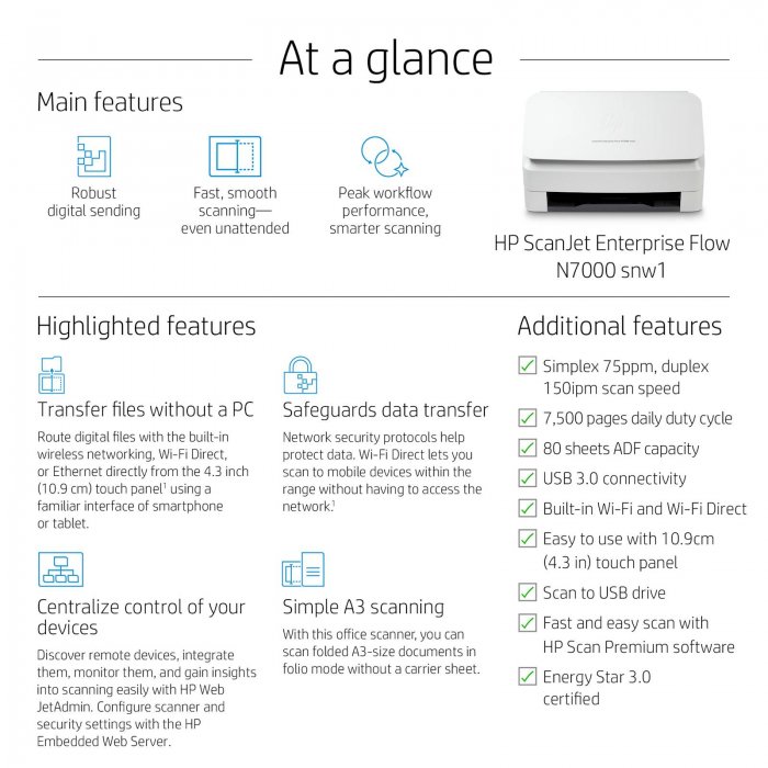 Optični čitalnik HP ScanJet Enterprise Flow N7000 snw1 (6FW10A#B19) - slika 4